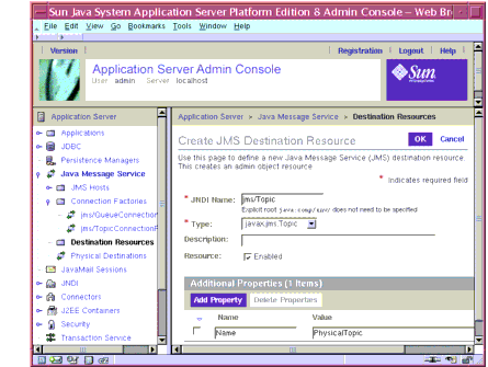 Creating a JMS Destination Resource